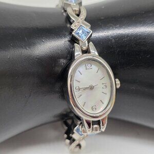 Elgin Womens Gold-Tone Quartz Watch With Decorative Band